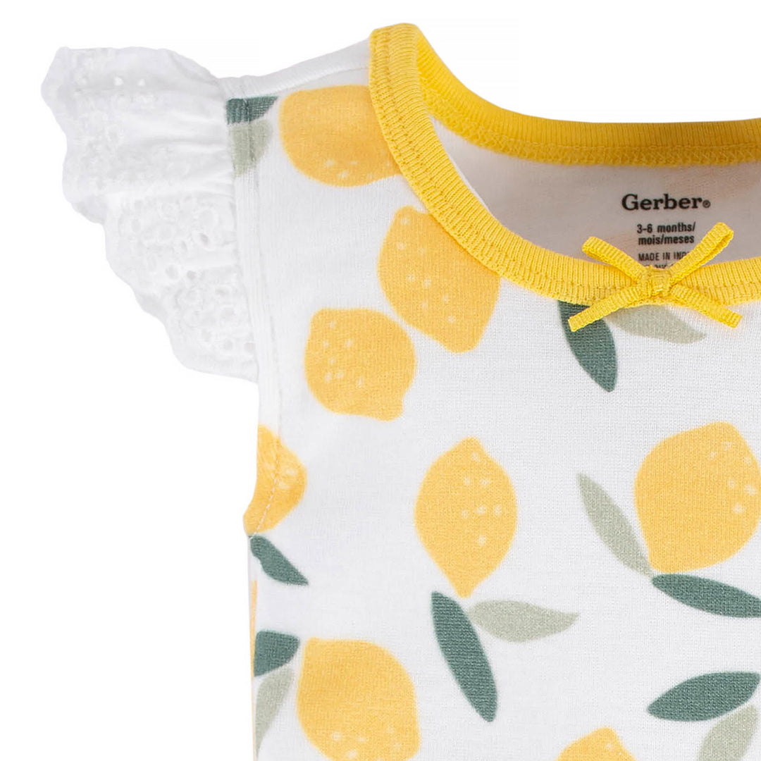 4-Pack Baby Girls Lemon Squeeze Tank Onesies® Bodysuits-Gerber Childrenswear