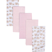 5-Pack Baby Girls Elephants Flannel Receiving Blankets-Gerber Childrenswear