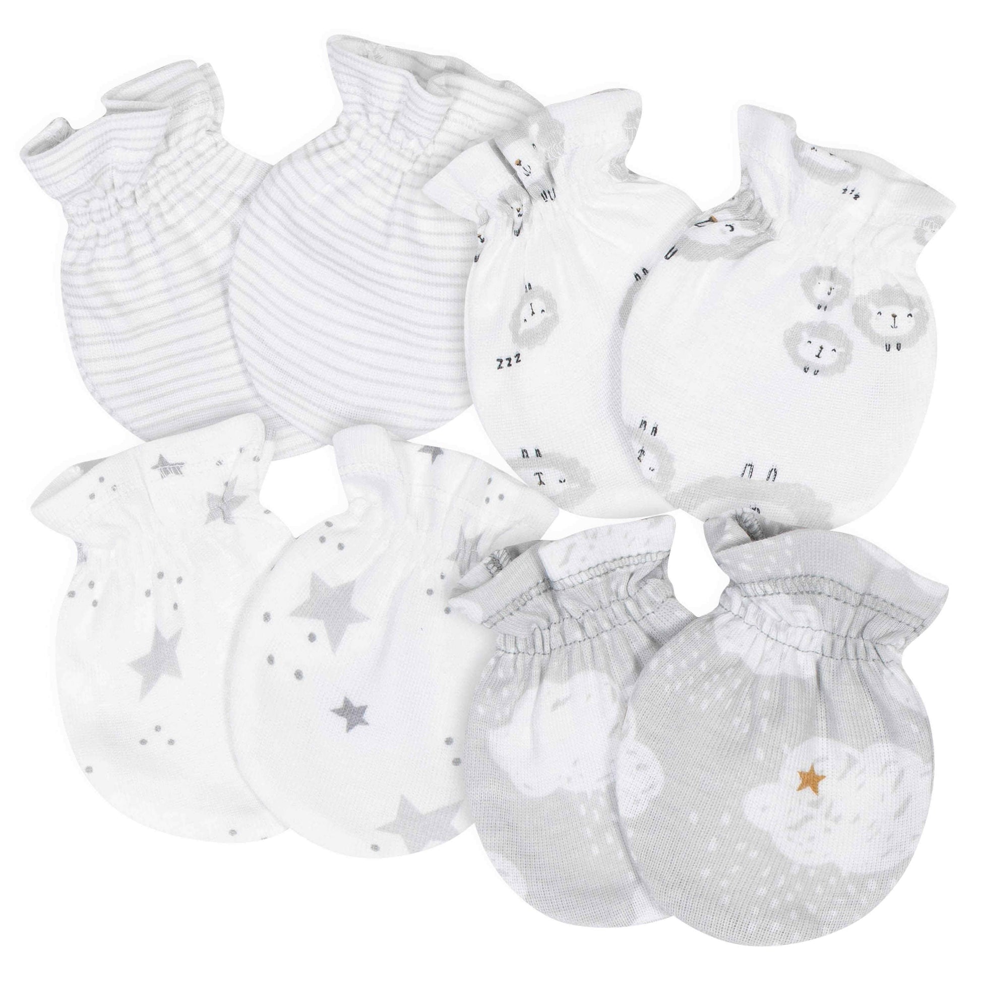 Gerber® 4-Pack Baby Unisex Lamb No Scratch Mittens Set-Gerber Childrenswear