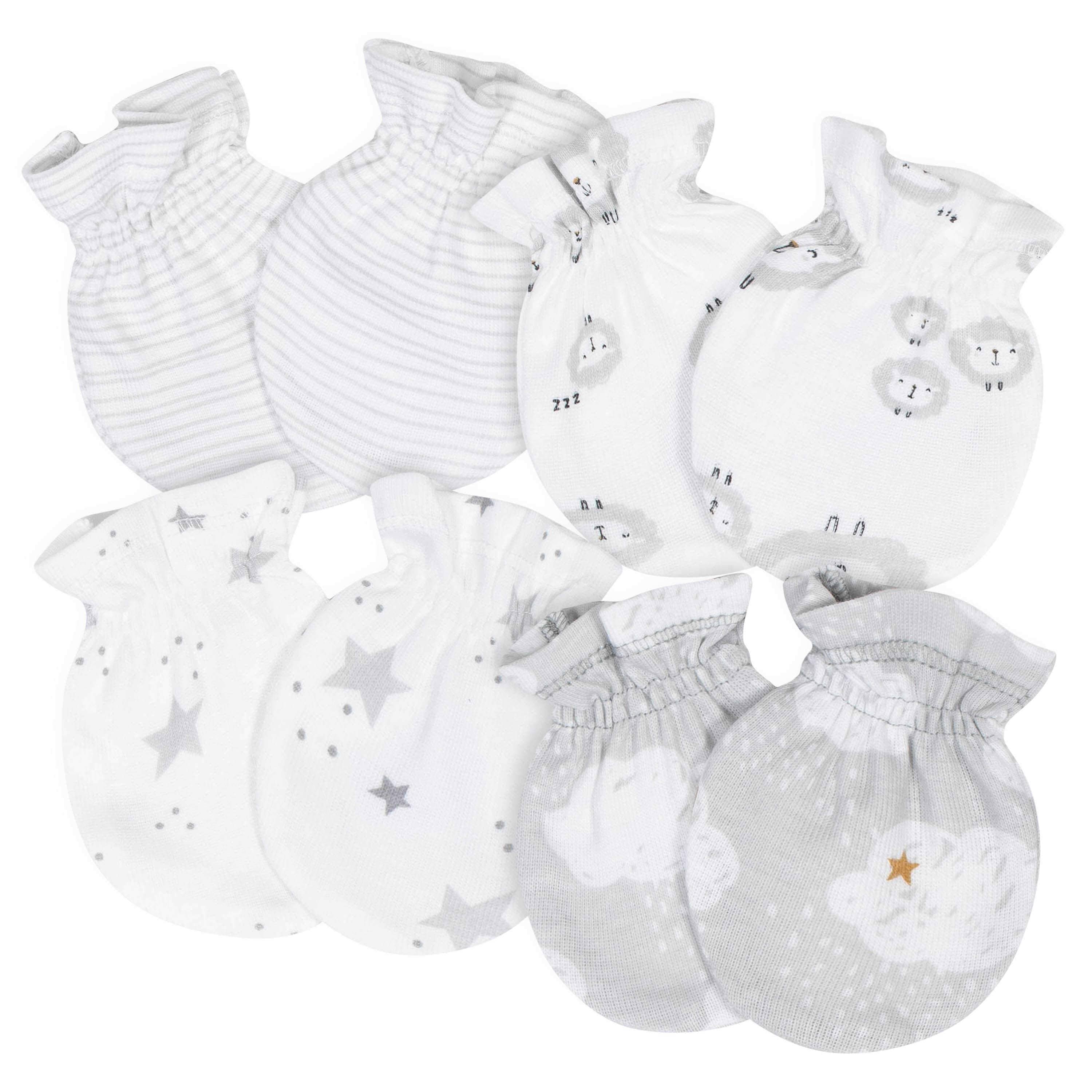 Gerber® 4-Pack Baby Unisex Lamb No Scratch Mittens Set-Gerber Childrenswear