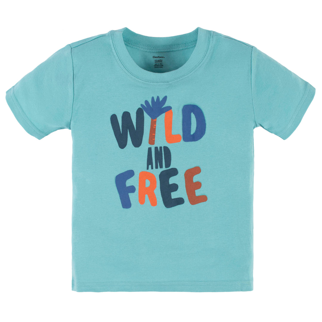4-Piece Infant & Toddler Boys Wild & Free Tees, Shorts & Pants Set-Gerber Childrenswear