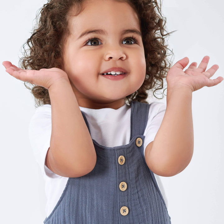 Infant & Toddler Neutral Slate Blue Gauze Shortall-Gerber Childrenswear