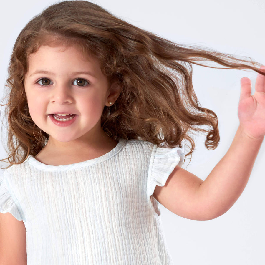 Infant & Toddler Girls Striped Gauze Flutter Sleeve Top-Gerber Childrenswear