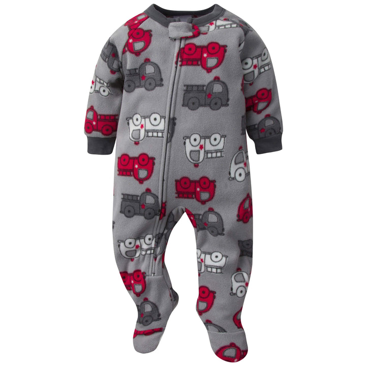 Gerber® Baby Boys Fire Truck Fleece Pajamas-Gerber Childrenswear