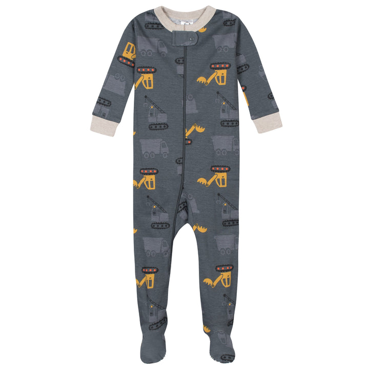 4-Pack Baby & Toddler Boys Bears & Construction Trucks Snug Fit Footed Cotton Pajamas-Gerber Childrenswear