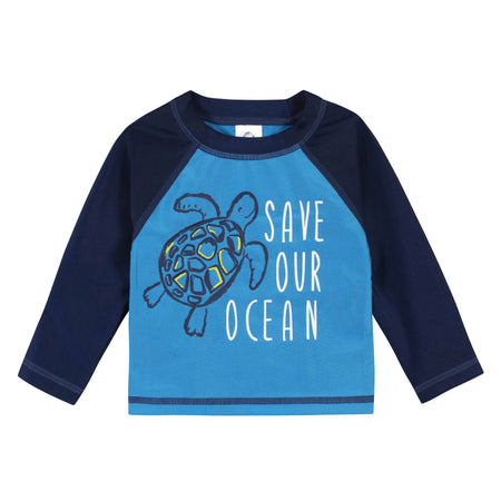 2-Piece Baby & Toddler Boys UPF 50+ Sea Friends Rash Guard & Swim Trunks Set