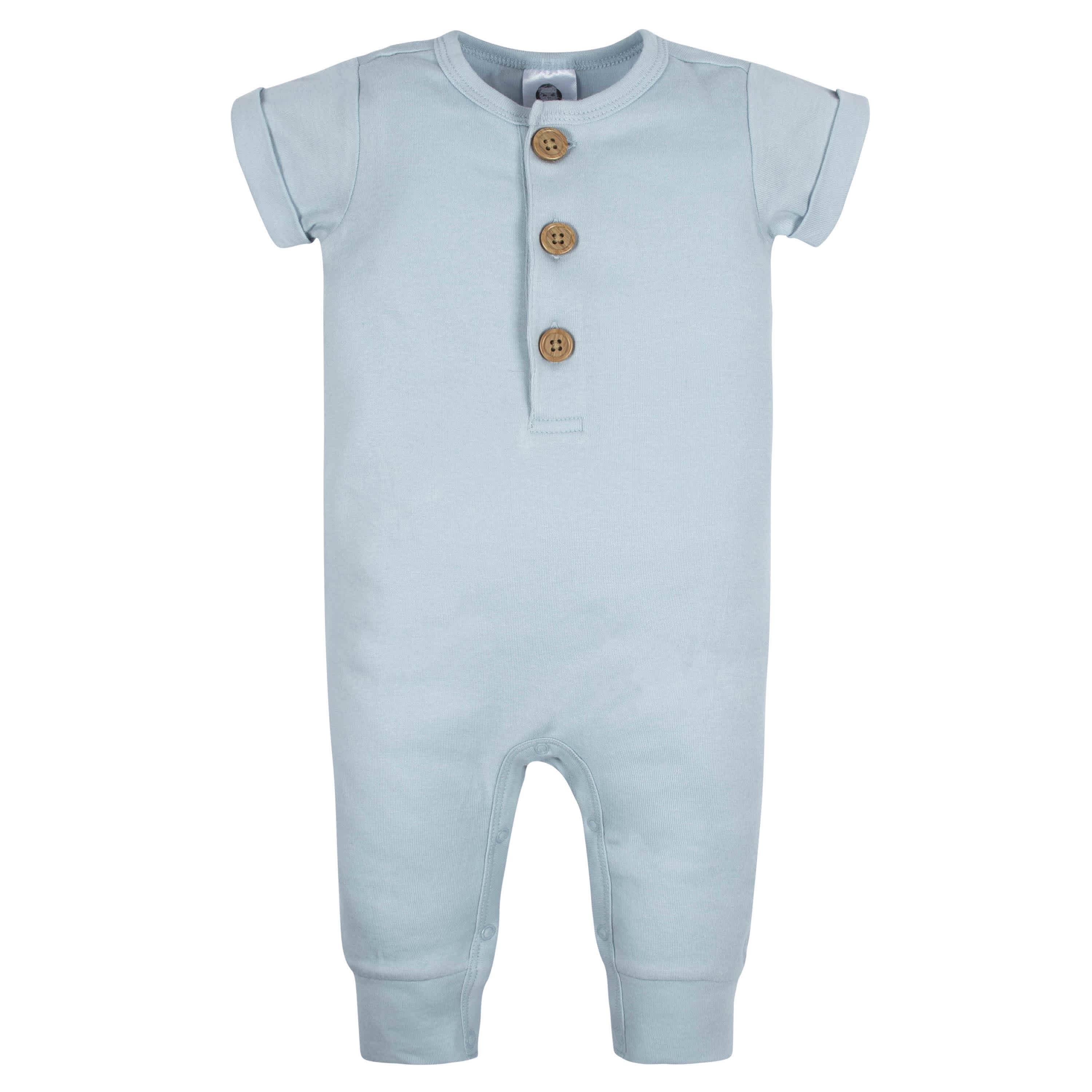 2-Pack Baby Boys Camo & Blue Short Sleeve Rompers-Gerber Childrenswear