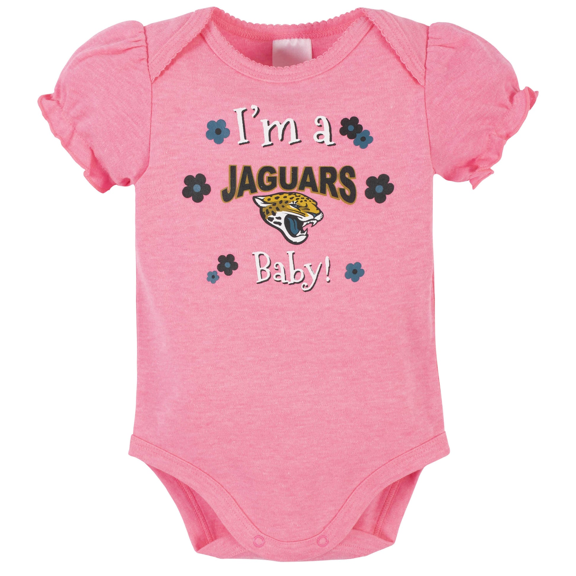 Jacksonville Jaguars Baby Girls Short Sleeve Bodysuits-Gerber Childrenswear