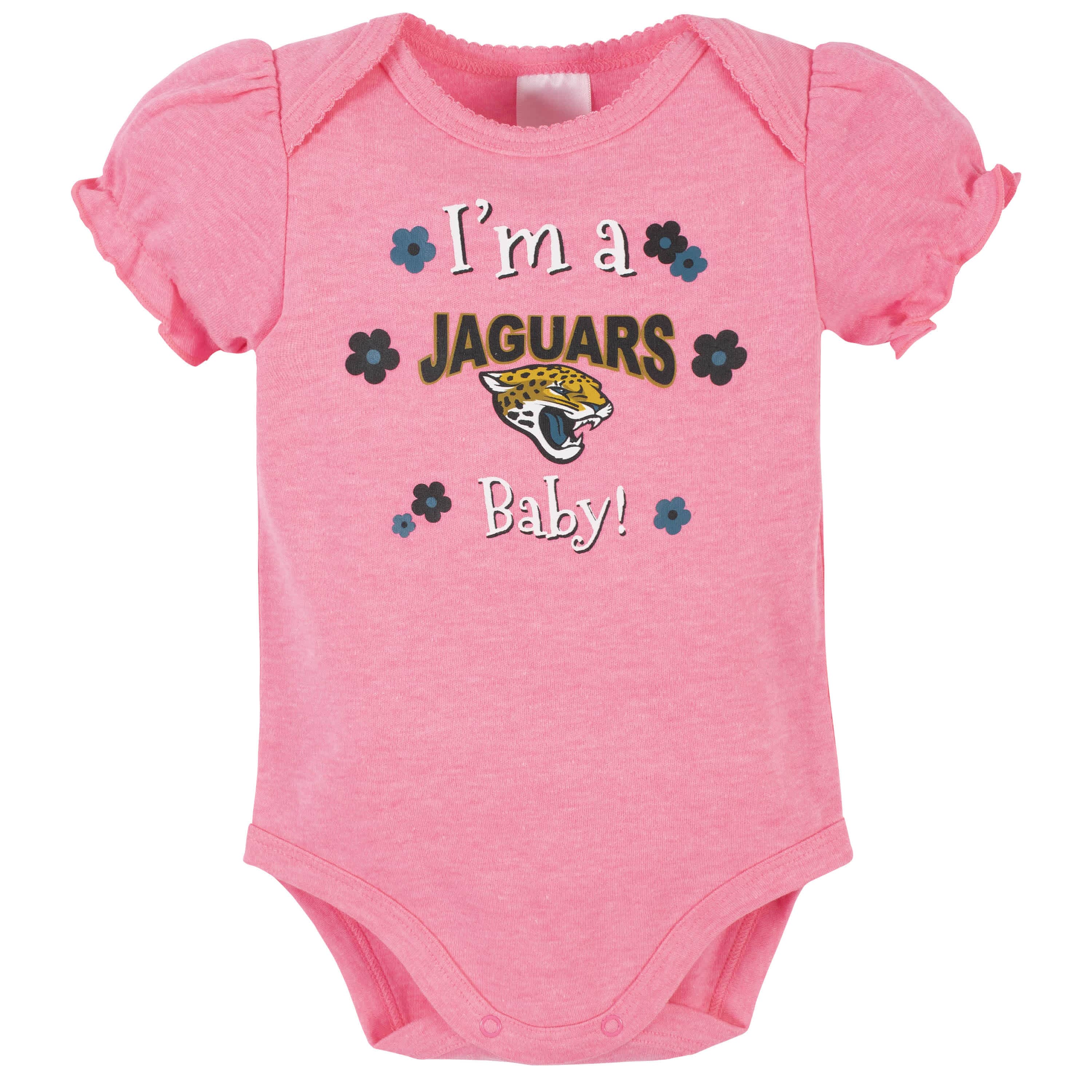 Jacksonville Jaguars Baby Girls Short Sleeve Bodysuits-Gerber Childrenswear