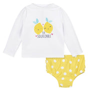 2-Piece Baby & Toddler Girls Lemon Squeeze Rash Guard & Swim Bottoms Set-Gerber Childrenswear