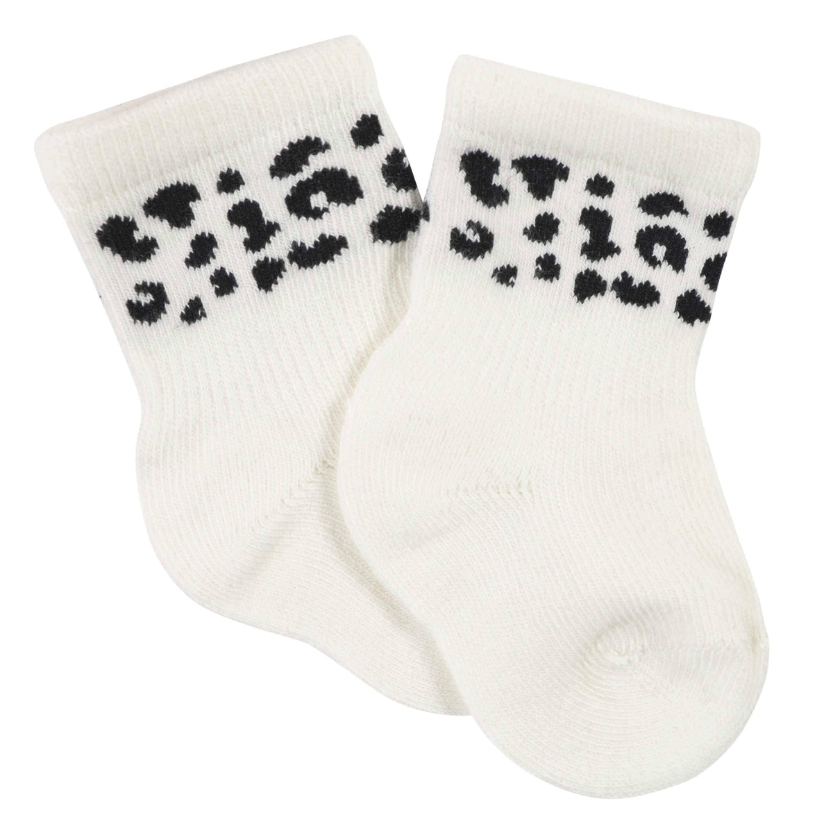 6-Pack Baby Girls Leopard Wiggle-Proof™ Jersey Crew Socks-Gerber Childrenswear