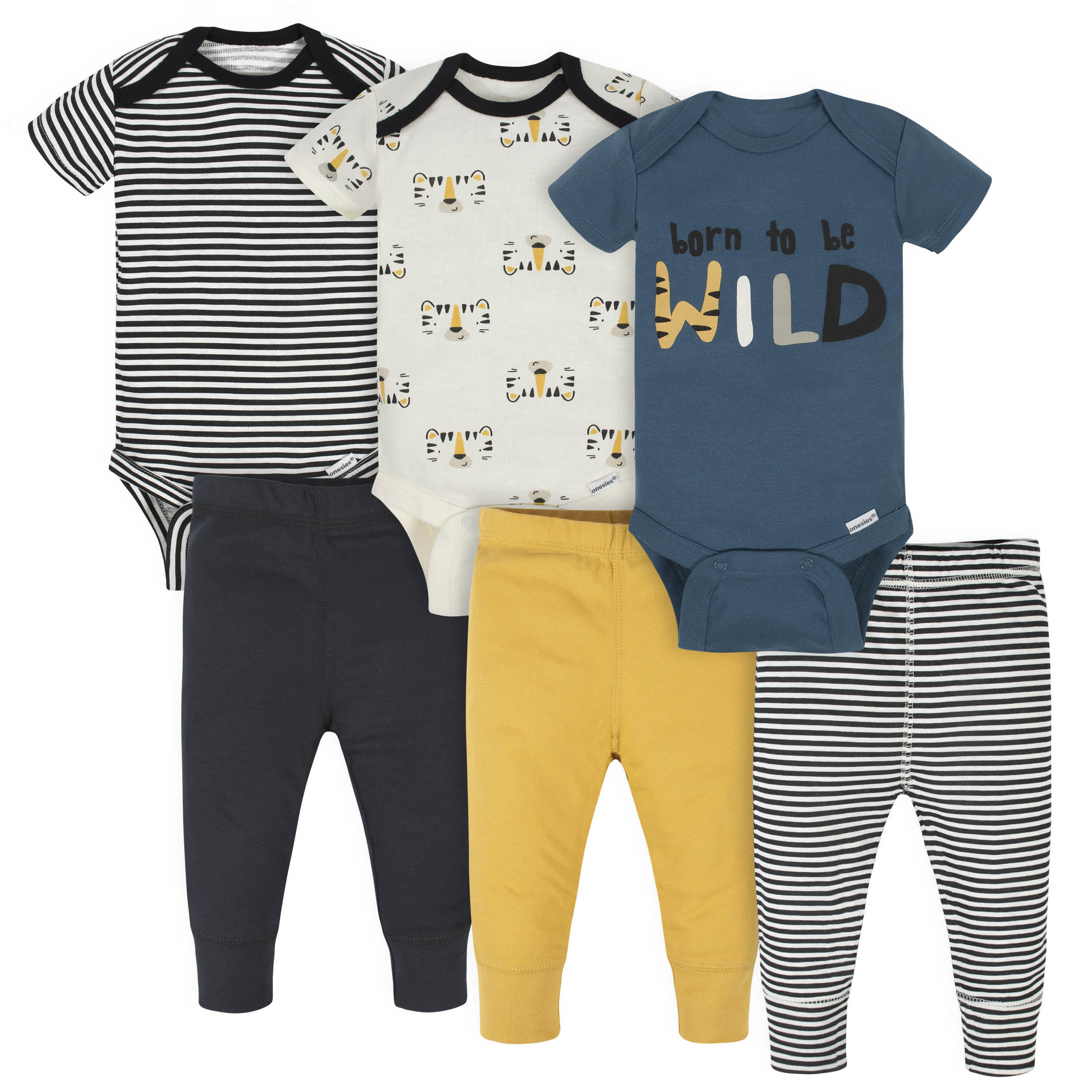 6-Piece Baby Boys Wild Onesies® Brand Bodysuits & Pants Set – Gerber ...