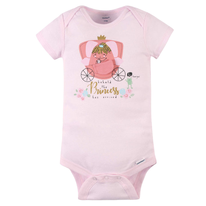 4-Pack Baby Girls Princess Short Sleeve Onesies® Bodysuits-Gerber Childrenswear