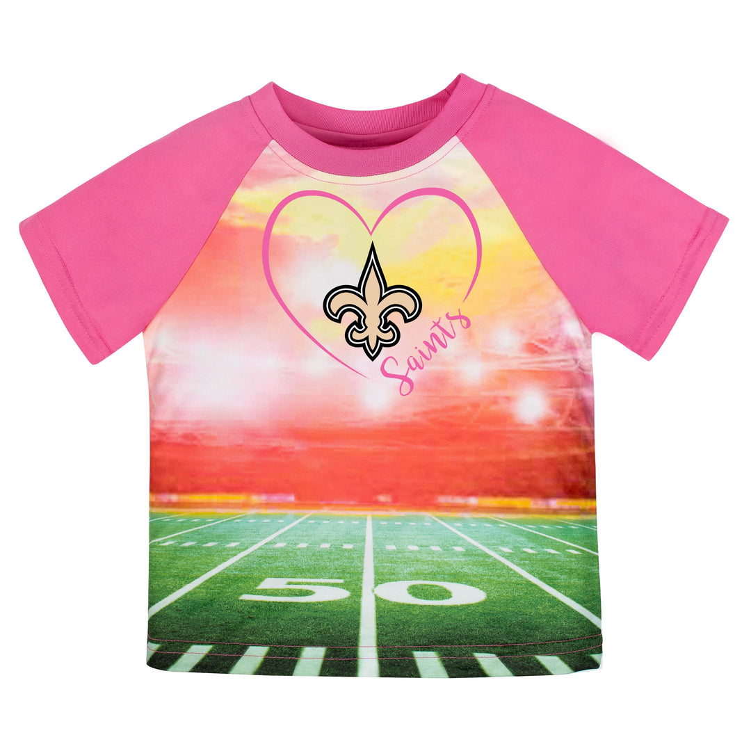 New Orleans Saints Girls Short Sleeve Tee Shirt-Gerber Childrenswear