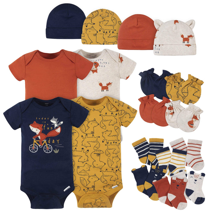 18-Piece Baby Boys Fox Onesies® Bodysuit, Mitten, Cap, & Sock Set-Gerber Childrenswear