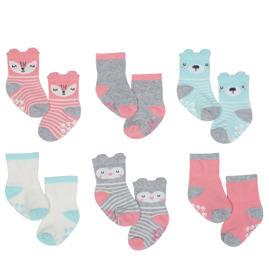 Baby Girl 6-pack Fox Wiggle Proof Socks-Gerber Childrenswear