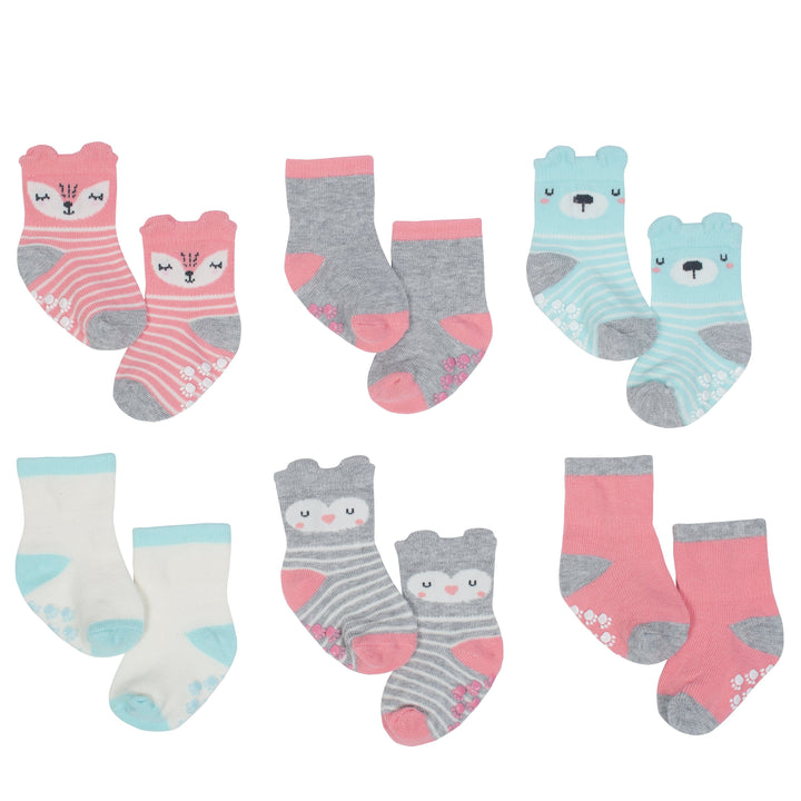 Baby Girl 6-pack Fox Wiggle Proof Socks-Gerber Childrenswear