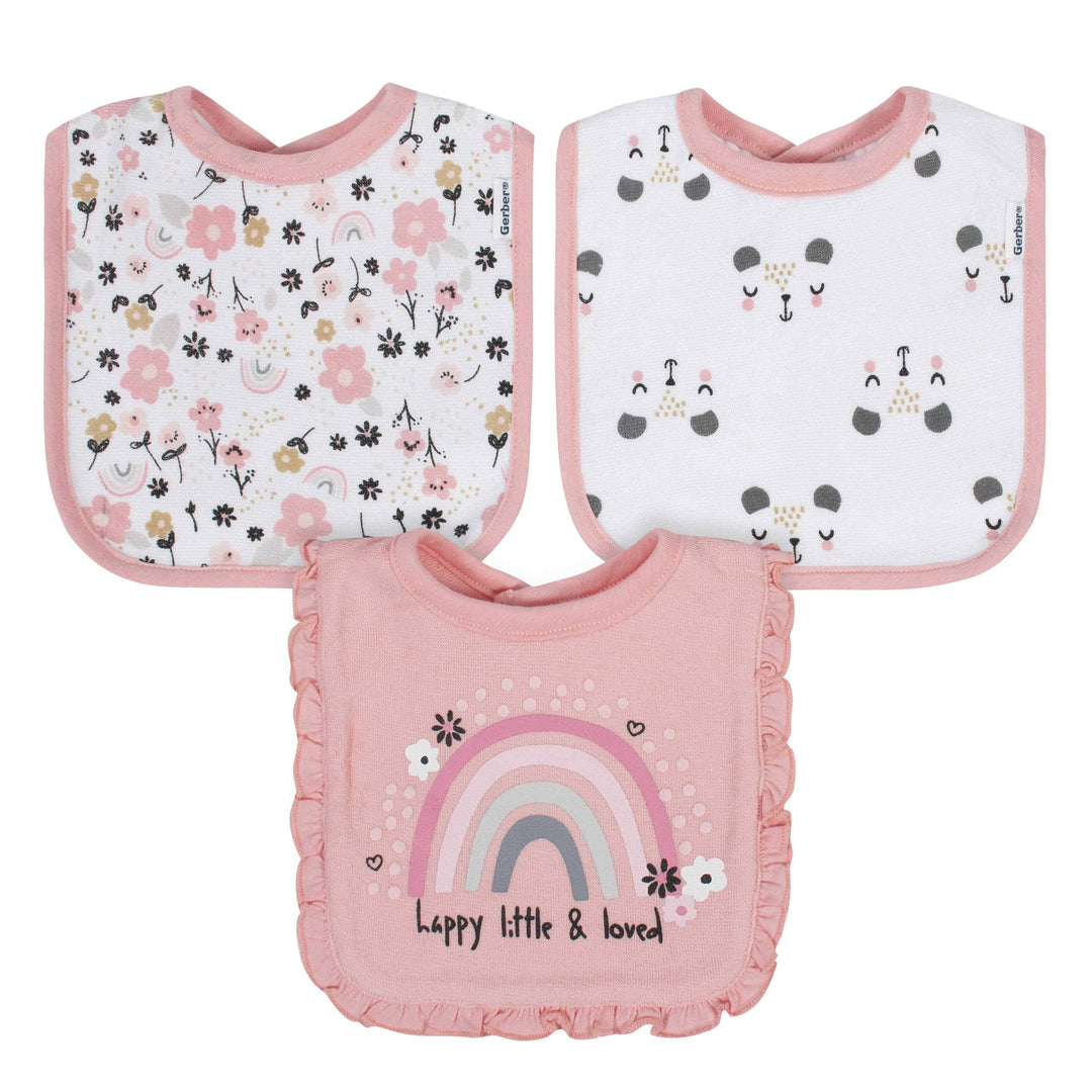 Gerber® 3-Pack Baby Girls Bear Terry Bibs-Gerber Childrenswear