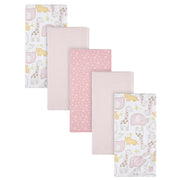 5-Pack Baby Girls Pink Safari Flannel Receiving Blankets-Gerber Childrenswear
