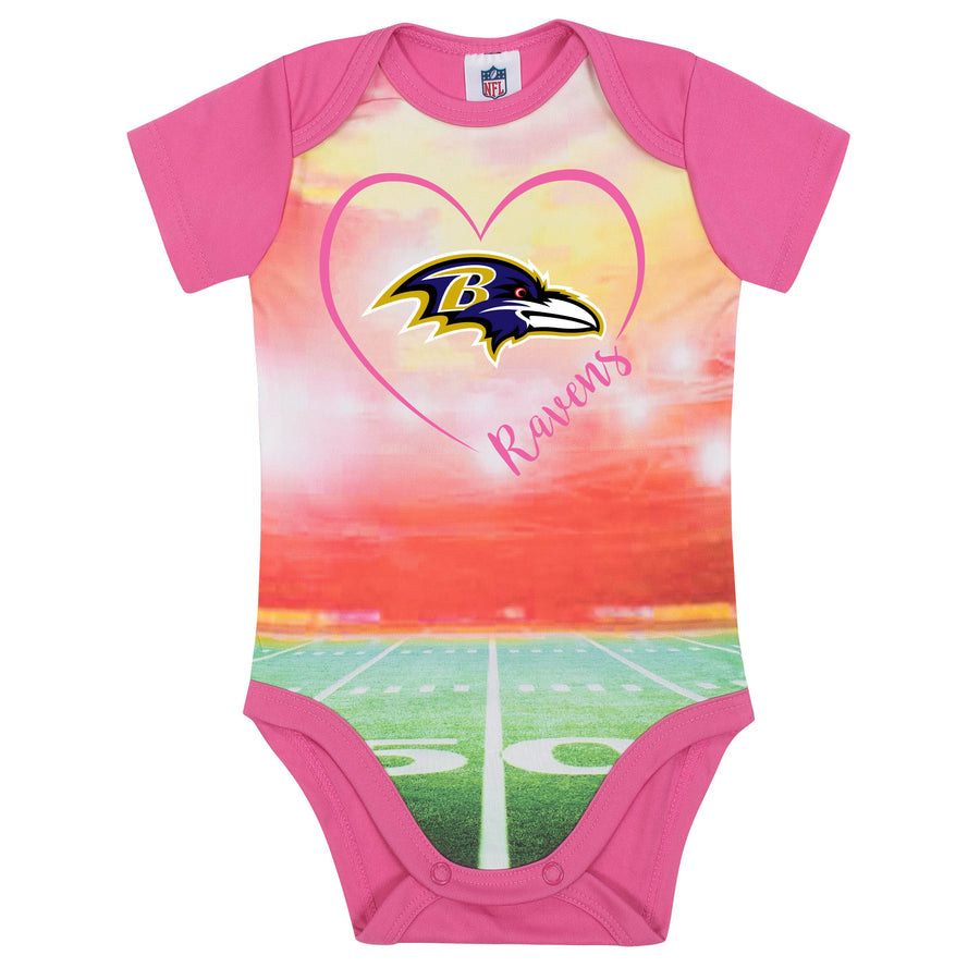 Baltimore Ravens Baby Girl Short Sleeve Bodysuit-Gerber Childrenswear
