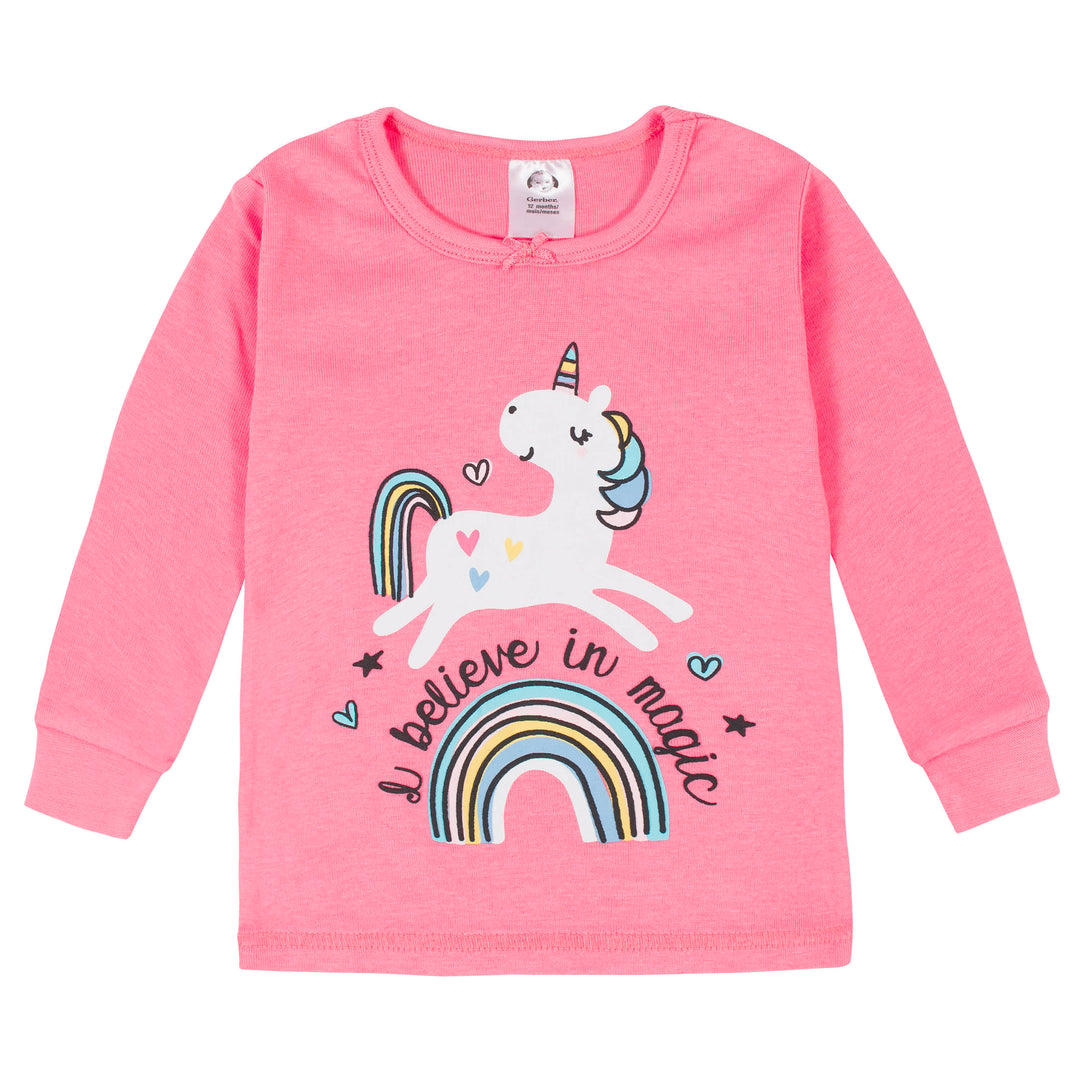 4-Piece Baby & Toddler Girls Unicorn Snug Fit Cotton Pajamas-Gerber Childrenswear