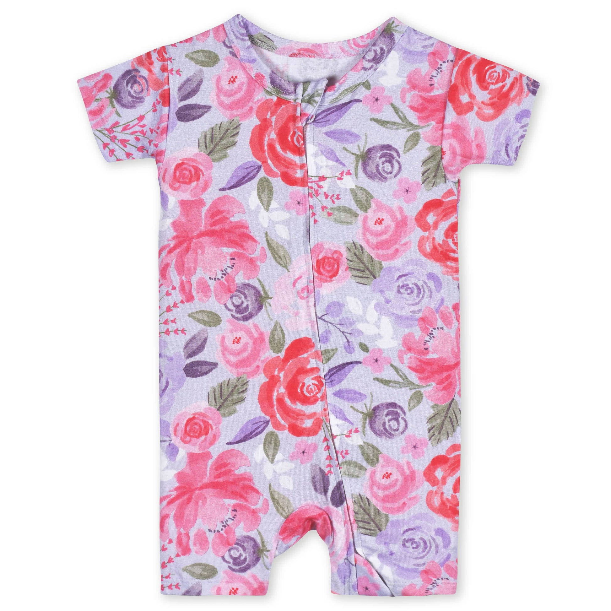 Baby Girls Lilac Garden Buttery-Soft Viscose Made from Eucalyptus Snug Fit Romper