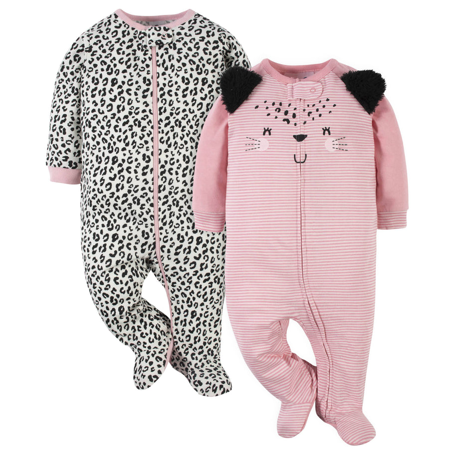 2-Pack Baby Girls Leopard Sleep 'n Plays-Gerber Childrenswear