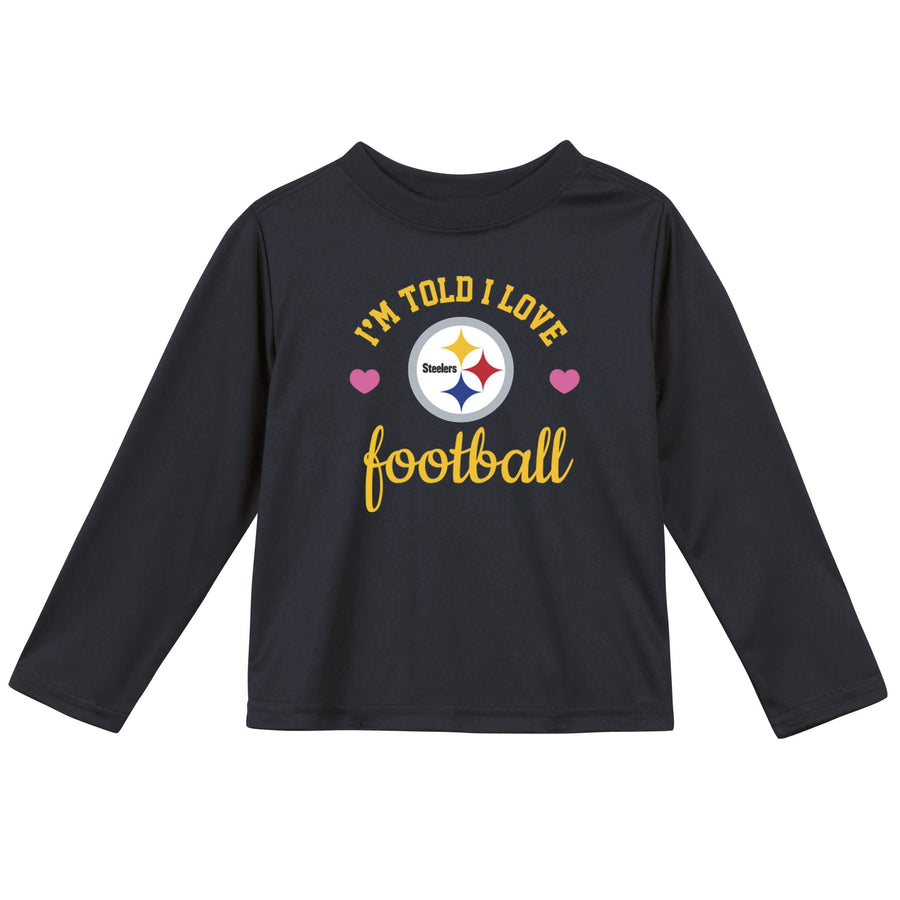 Pittsburgh Steelers Girls Long Sleeve Tee Shirt-Gerber Childrenswear