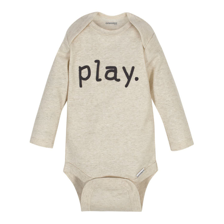 6-Pack Baby Neutral Words Long Sleeve Onesies® Brand Bodysuits-Gerber Childrenswear