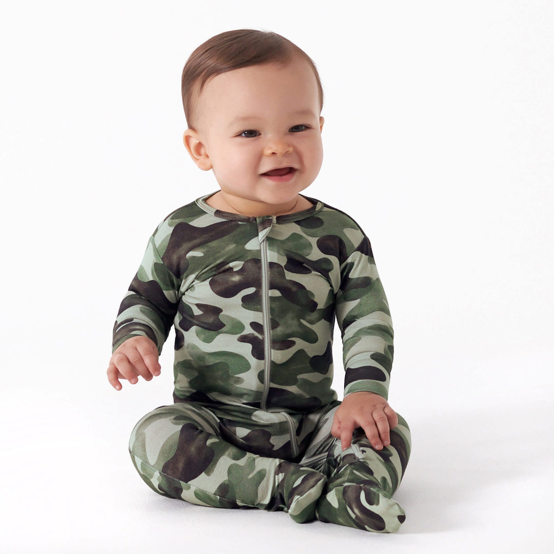 Baby & Toddler Boys Camo Buttery-Soft Viscose Made from Eucalyptus Snug Fit Footed Pajamas