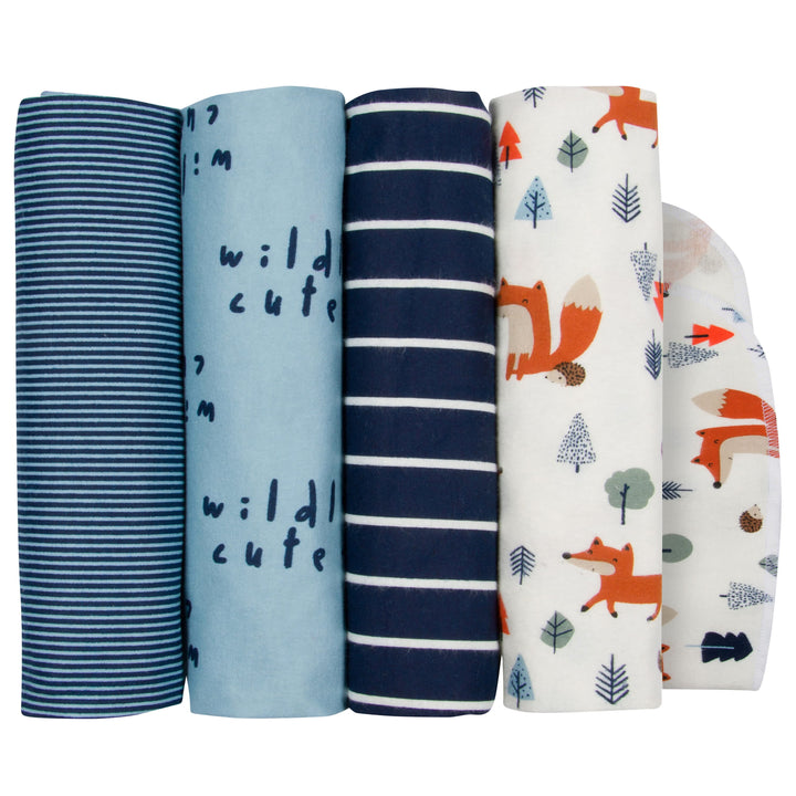 4-Pack Baby Boys Fox Flannel Receiving Blankets