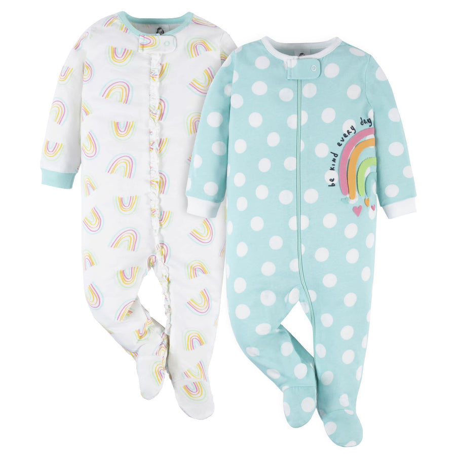2-Pack Baby Girls Dots Of Rainbows Sleep 'N Plays-Gerber Childrenswear