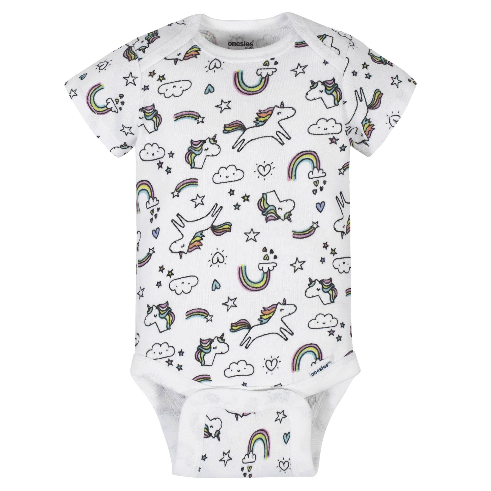 8-Pack Baby Girls Unicorns Onesies® Brand Bodysuits-Gerber Childrenswear