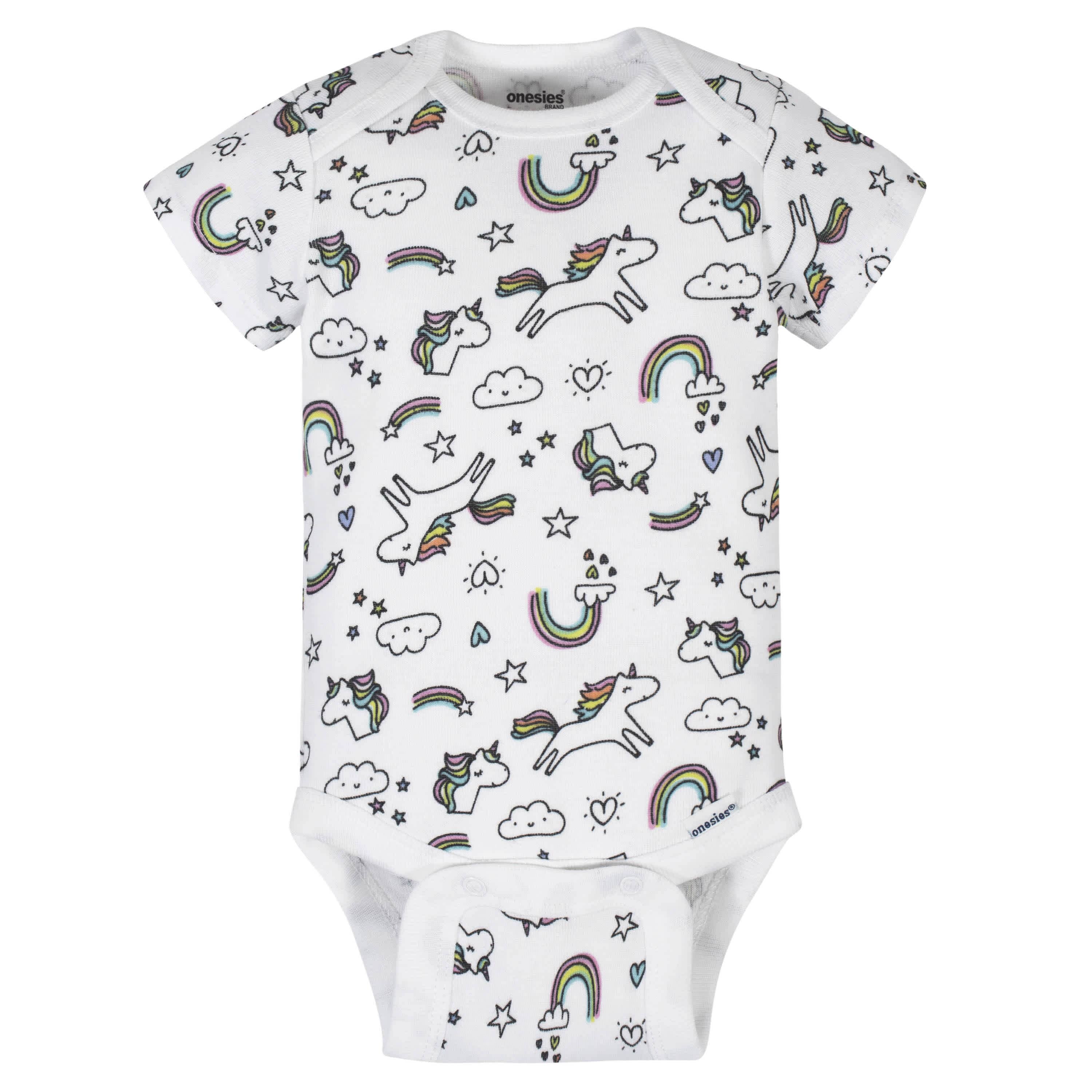 8-Pack Baby Girls Unicorns Onesies® Brand Bodysuits-Gerber Childrenswear