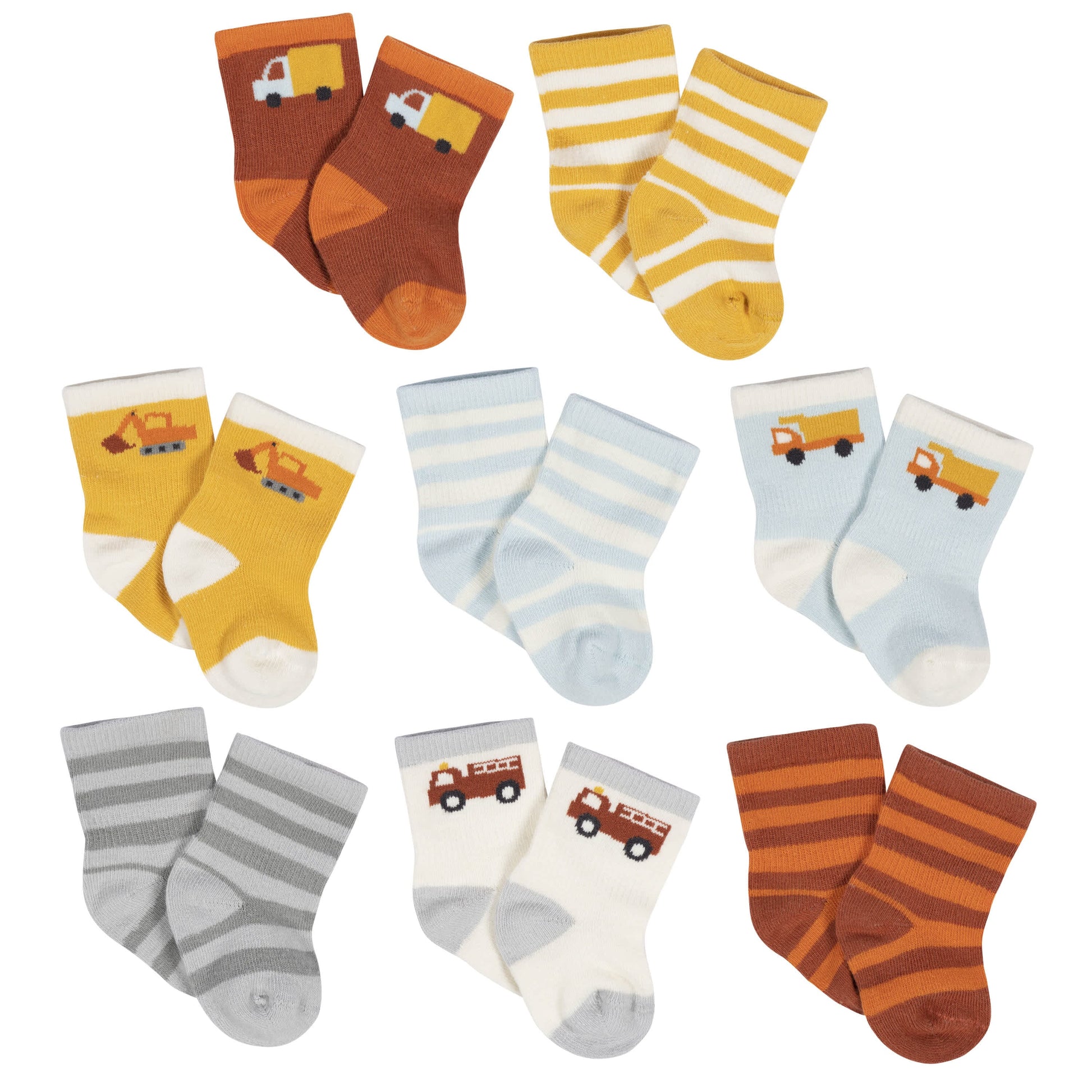 8-Pack Baby Boys Transportation Zone Jersey Wiggle Proof® Socks