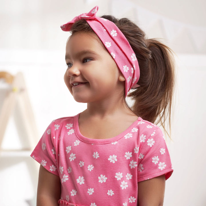 3-Piece Baby & Toddler Girls Summer Blossom Dress, Diaper Cover & Headband Set-Gerber Childrenswear