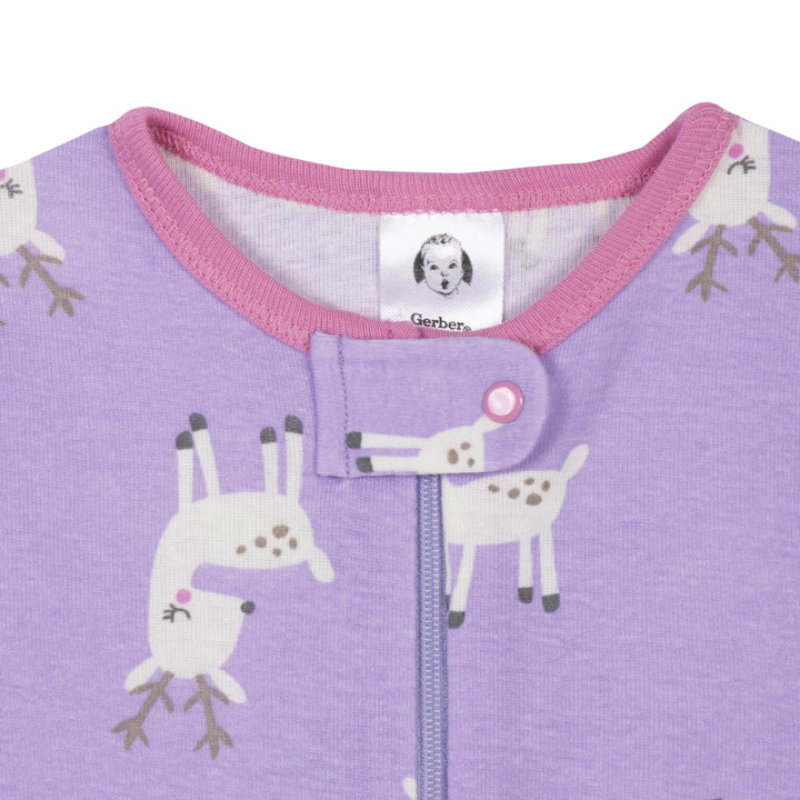 Baby Girls' 2-Pack Organic Reindeer Snug Fit Footed Pajamas-Gerber Childrenswear