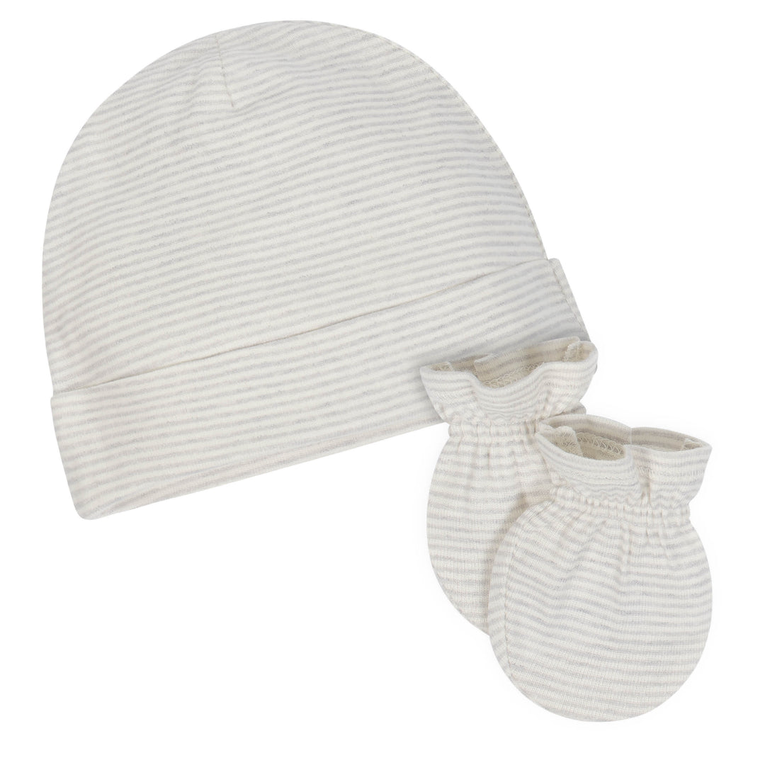 Gerber® 4-Piece Neutral Organic Cap & Mittens Set-Gerber Childrenswear