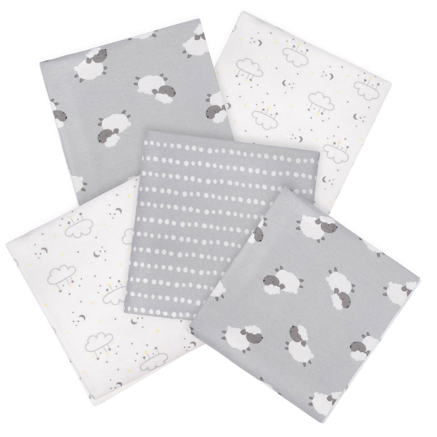 Gerber 5-Pack Baby Neutral Lamb Flannel Blankets