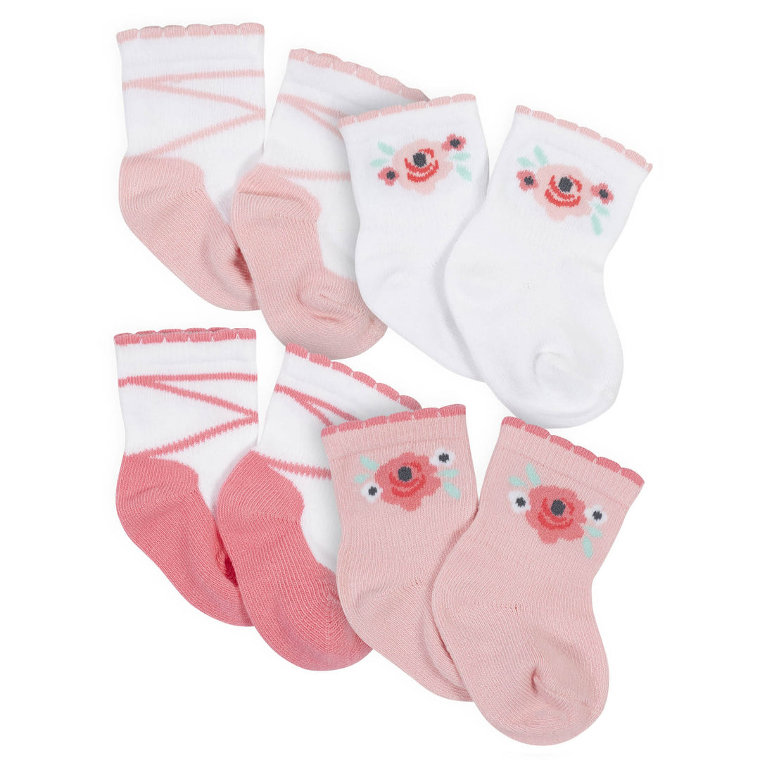 4-Pack Baby Girls Love You Organic Wiggle Proof™ Socks