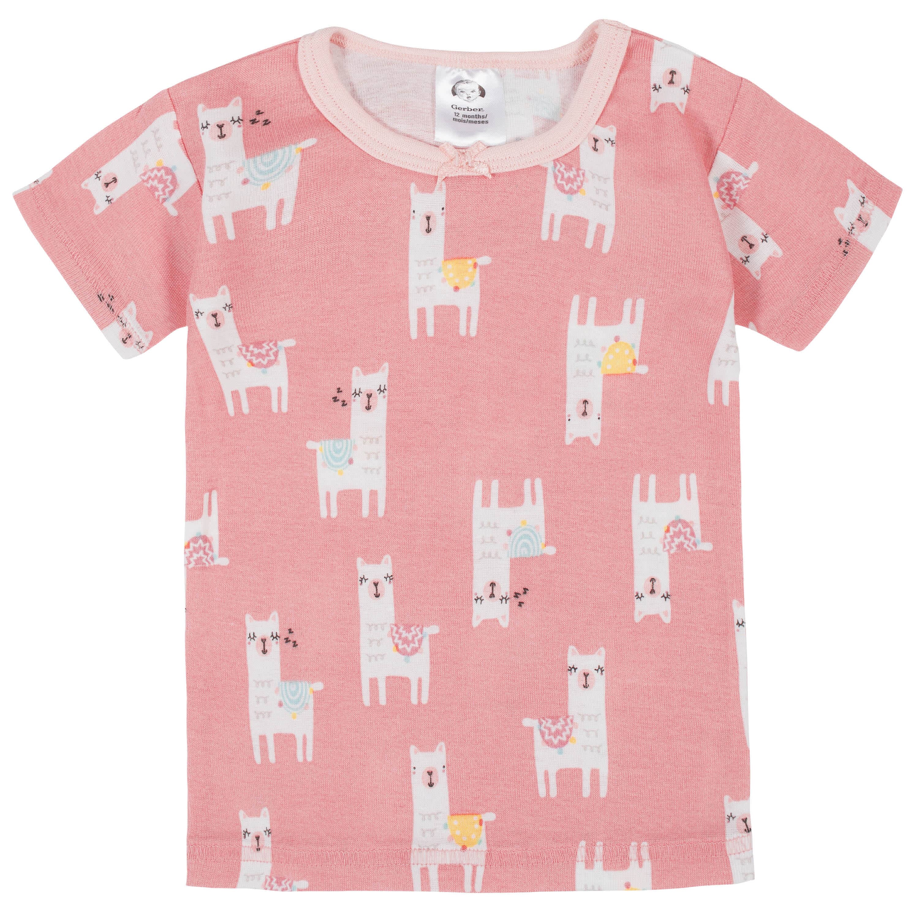 4-Piece Baby & Toddler Girls Llama Snug Fit Cotton Pajamas-Gerber Childrenswear
