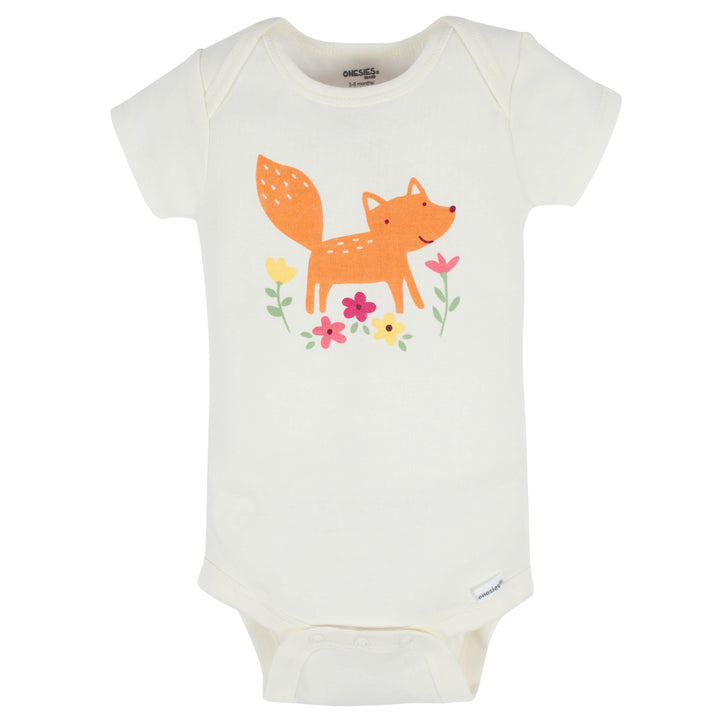 8-Pack Baby Girls Floral Fox Short Sleeve Onesies® Bodysuits