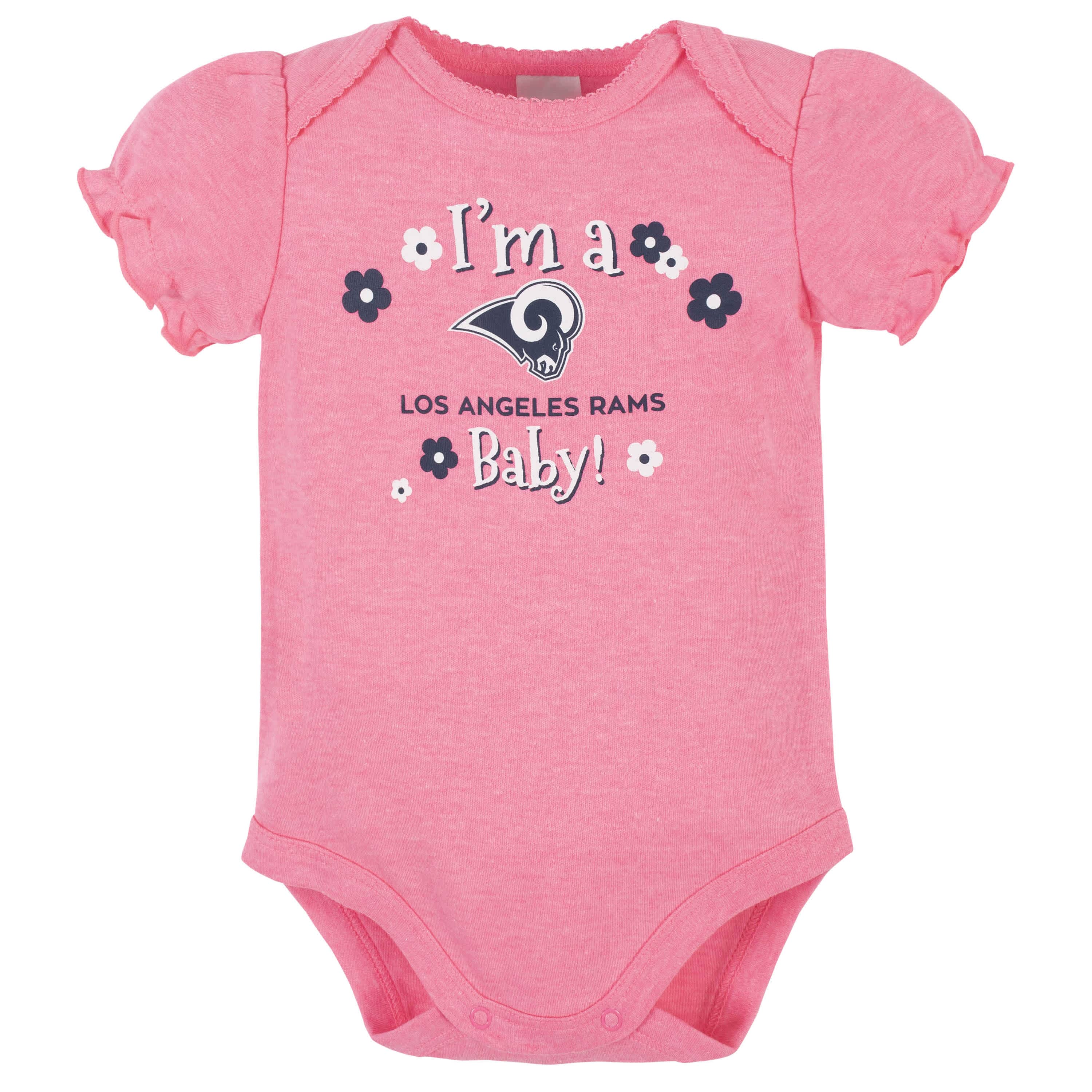 Los Angeles Rams Baby Girls Short Sleeve Bodysuits-Gerber Childrenswear