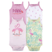 4-Pack Baby Girls Flamingo Fun Sleeveless Onesies® Bodysuits