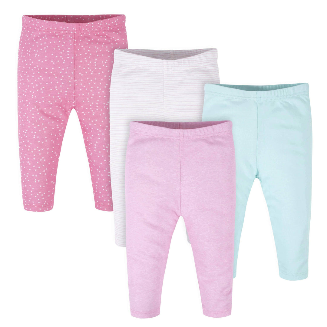 4-Pack Baby Girls Pink Stripes Pants-Gerber Childrenswear