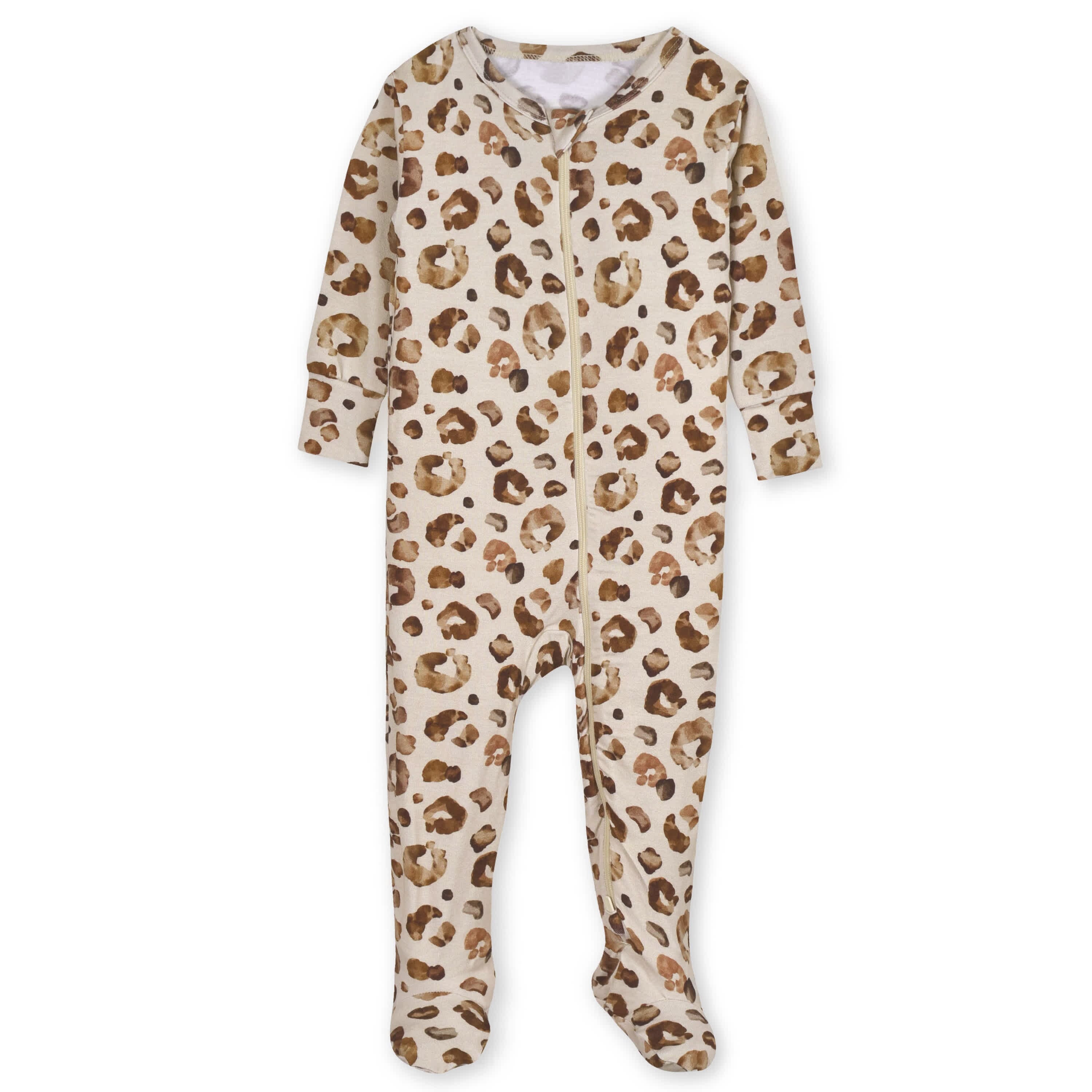 Baby & Toddler Girls Leopard Buttery-Soft Viscose Made from Eucalyptus Snug Fit Footed Pajamas