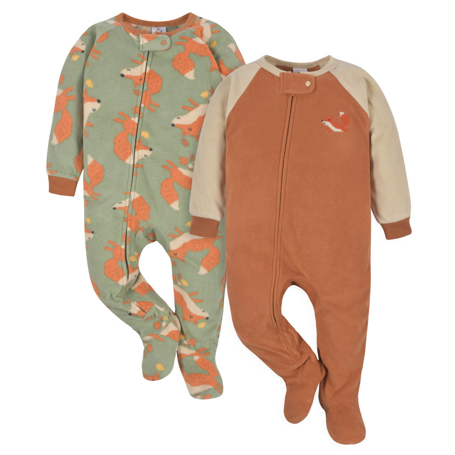 2-Pack Baby & Toddler Boys Green Fox Fleece Pajamas
