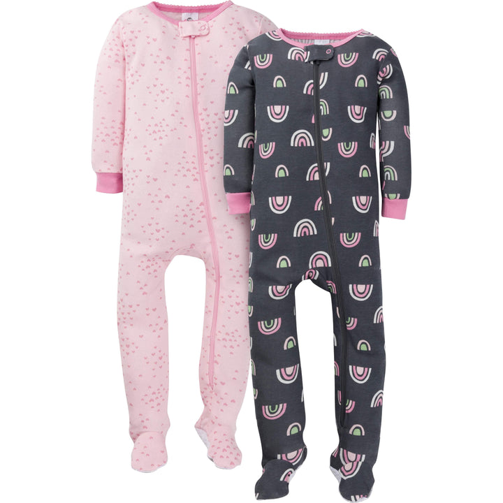 2-Pack Baby & Toddler Girls Rainbow Snug Fit Footed Cotton Pajamas-Gerber Childrenswear