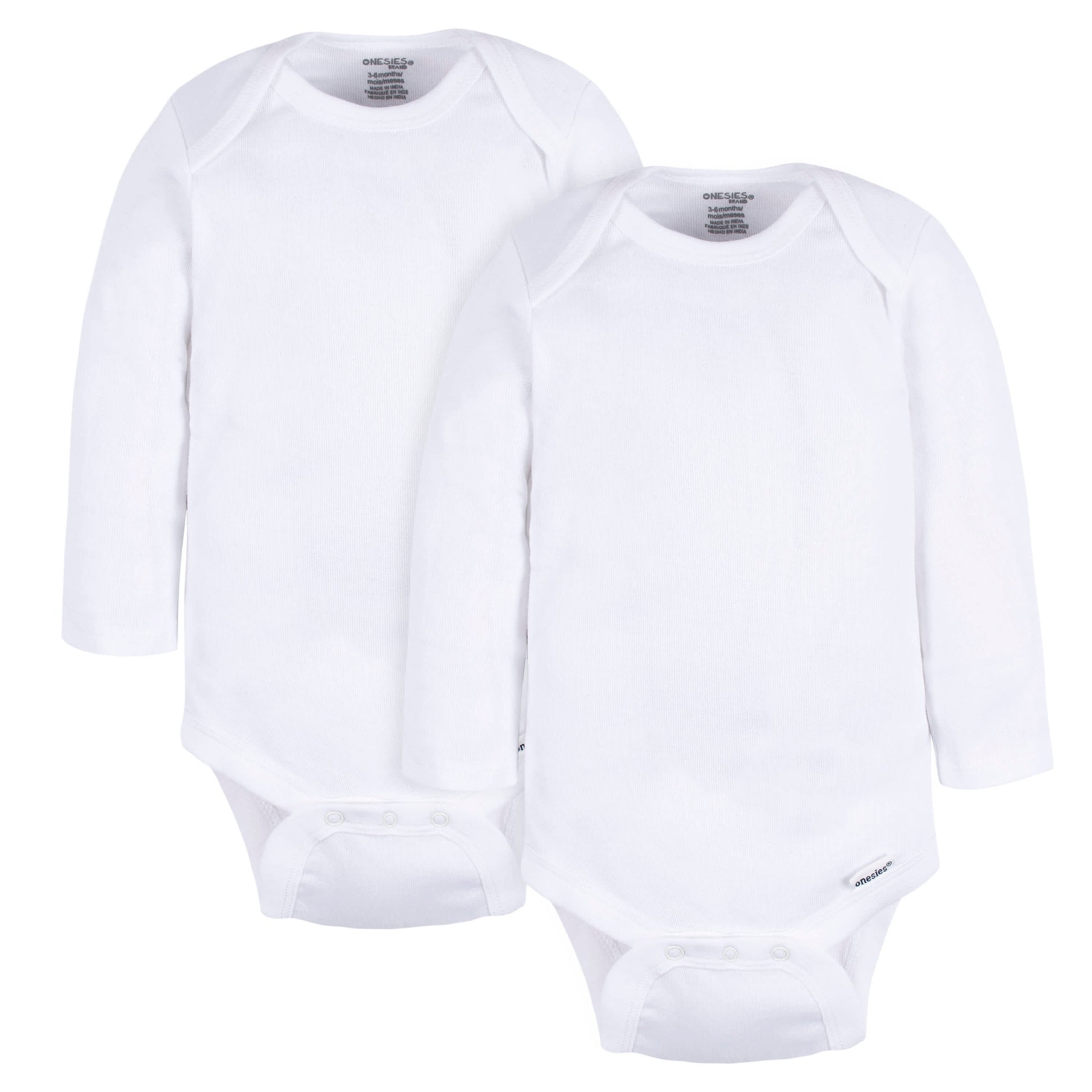 2-Pack Baby Neutral White Long Sleeve Onesies® Bodysuits