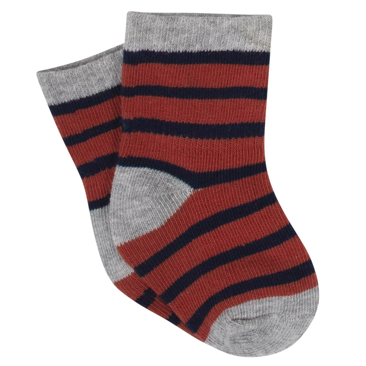 Boys' 8-Pack Wiggle Proof Jersey Crew Socks - Stripes-Gerber Childrenswear